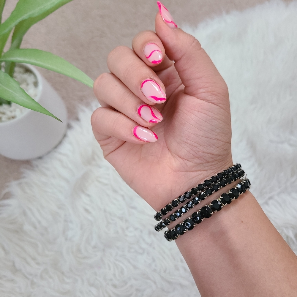 Black gem three piece bracelet